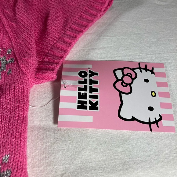 HELLO KITTY KNIT DRESS PINK SNOWFLAKES BOW SIZE LARGE NWT - Picture 5 of 8